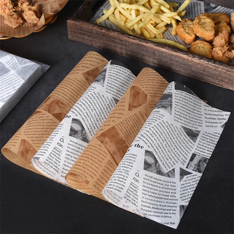 50 Pcs Parchment Paper Sheets Sandwich Wrap Wax Paper Deli Wax Paper Sheets Grease Resistant Tray Basket Liners Newsprint Paper