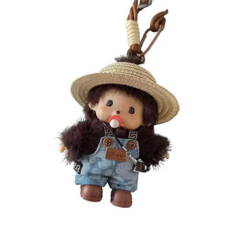 New 15cm Monchhichi Cute Little Monkey Diy Outfit Change Doll Multiple Styles Exquisite Backpack Pendant Keychain Toy