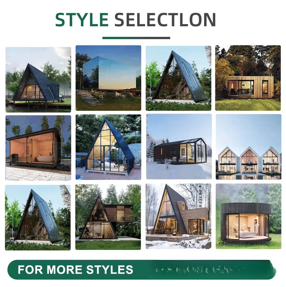 2-Story A-Frame Modern Movable Wood Cabin Prefab Triangle Tiny House for Forest B&B & Glamping Resort Customized