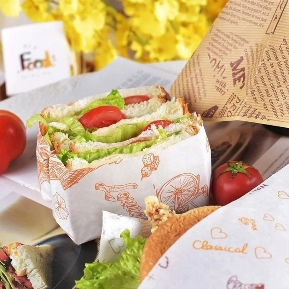 Non-stick Newspaper Style Food Wrappers Paper Wrapping Paper Wrapping Paper Wax Paper Oil-proof Baking Paper Food Packaging