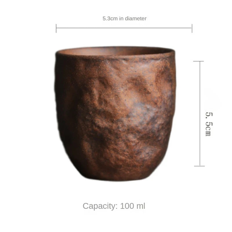 Rough Pottery Old Rock Clay Stone Texture Master Teacup Chinese Zen Kung Fu Tea Ceremony Drinking Tea Master Single Cup