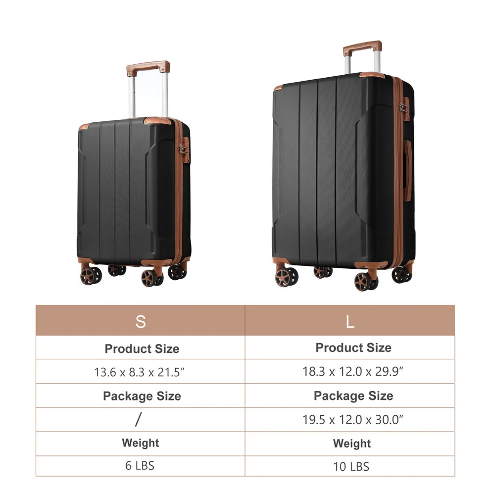 2Piece Hardshell ABS Luggage Sets Suitcase Set Expandable with TSA Lock Spinner Wheels for Men Women