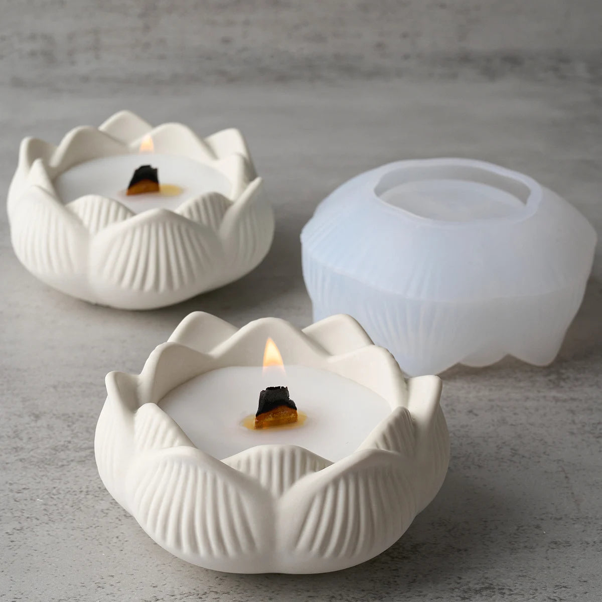 Lotus Shape Candle Holder Plaster Mold Lotus Candle Cup Vessel Cement Mold Terrazzo Silicone Mold Succulent Pot Molds Craft Gift