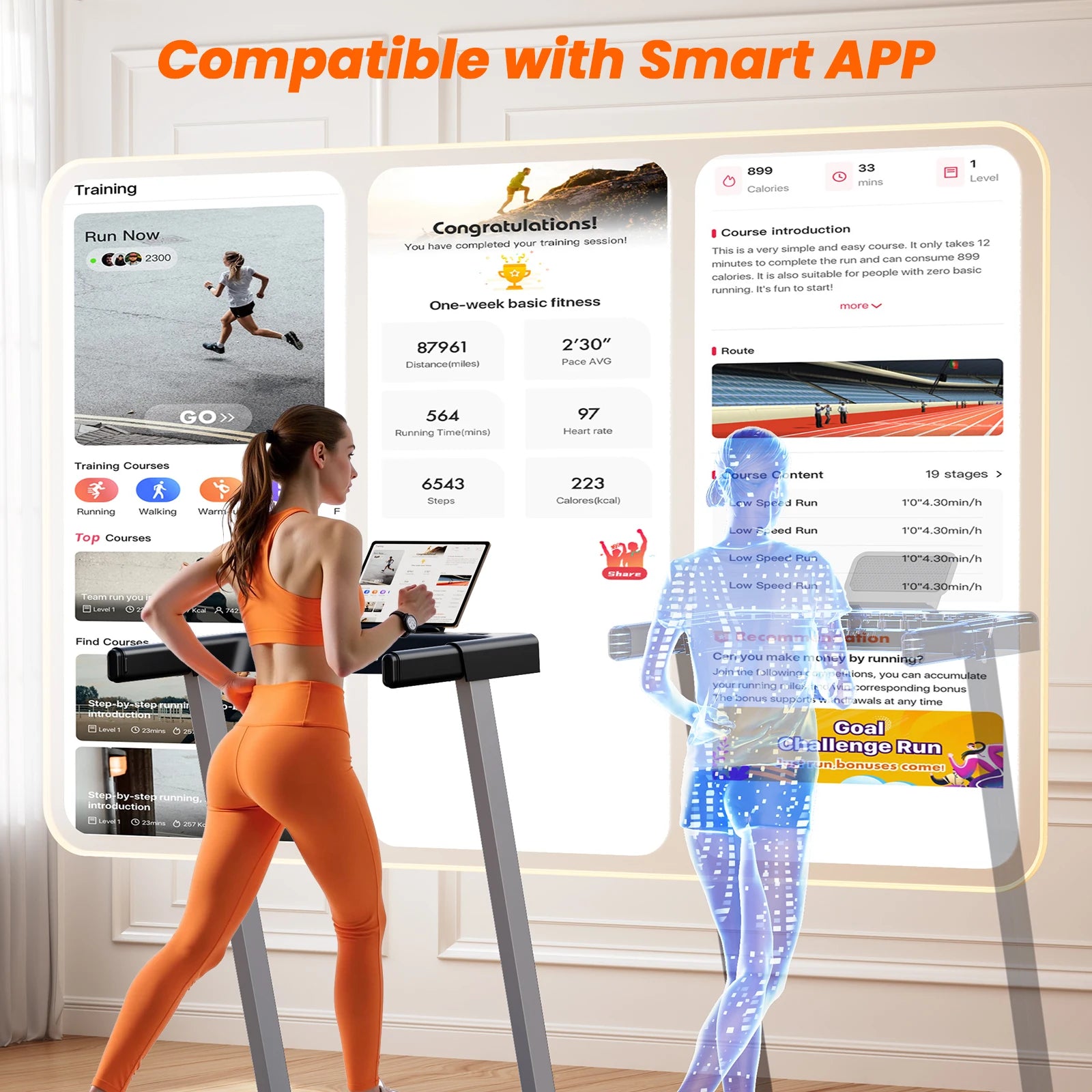 4in1 Treadmills for Home with Incline Foldable Handles Treadmill 300LBS Capacity 3.0HP 7.5MPH Folding Running Treadmill Exercise