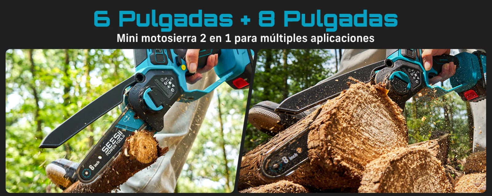 SEESII 6&8'' Brushless Electric Chainsaw 1000W Cordless Electric Saw Woodworking Garden Pruning Tools For Makita 18V Battery Pin
