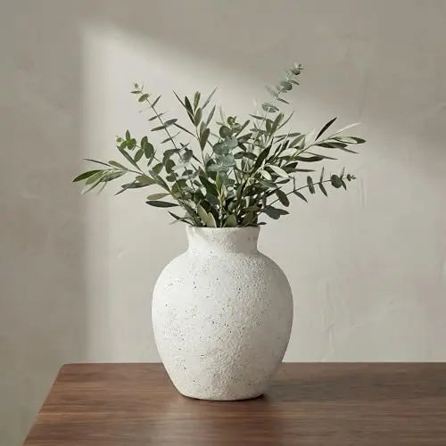 Ceramic Vase with Handles, 6.3 Inch Rustic Flower Vase, Farmhouse Table Decor, Distressed Terracotta Jug for Home Decor, Vintag