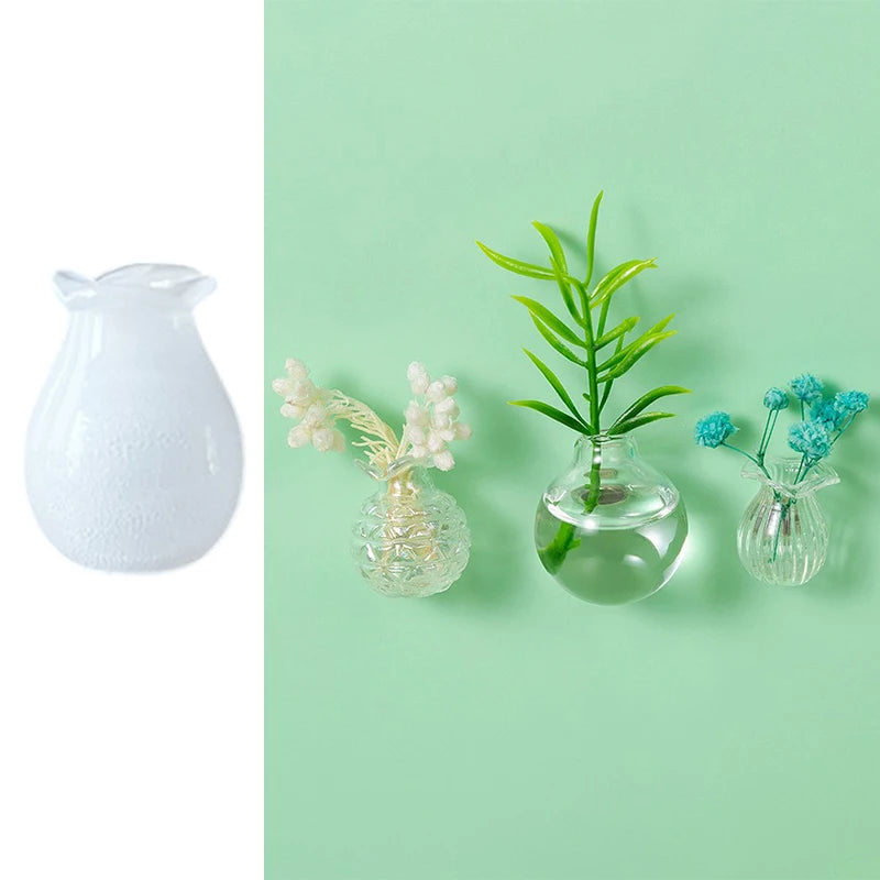 Mini Glass Vase Fridge Magnet DIY Porcelain Vase Flowers Refrigerator Message Sticker Plant Magnet Green Gift Kitchen