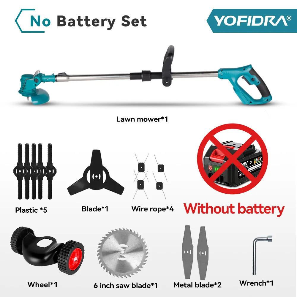 Cordless Electric Lawn Mower Foldable Adjustable Trimmer Efficient Garden Pruning Cutting Power Tools For Makita 18V Battery Pin