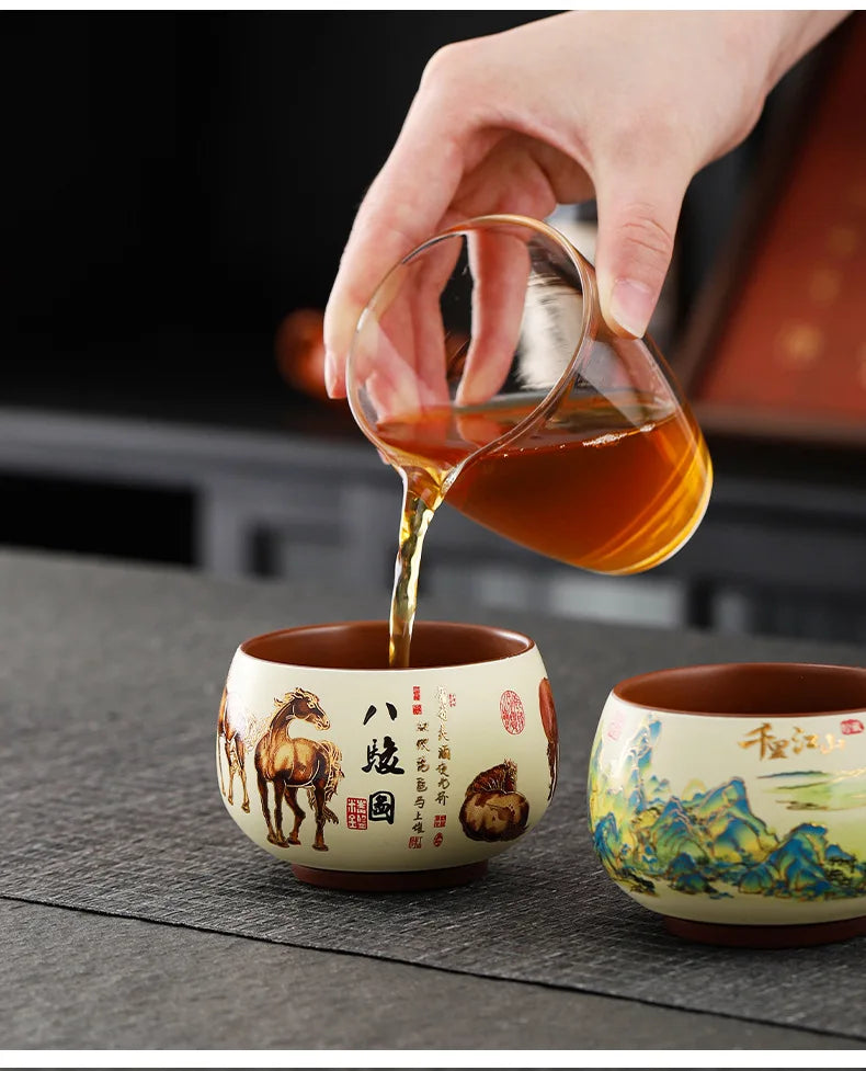 Vintage Purple Clay Tea Cup Chinese Traditional Arhat Cup Zisha Tea Set Accessories Ceramic Master Cup Travel Tea Bowl Teaware