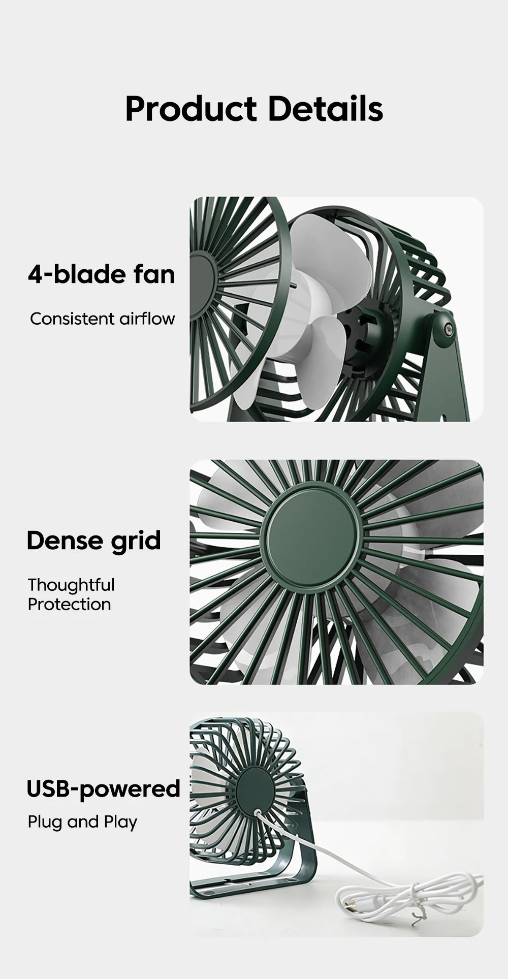 Desk Fan Portable Mini USB Rechargeable Fan Ultra Quiet Suitable For Home Desk Office Student Dormitory Computer Summer