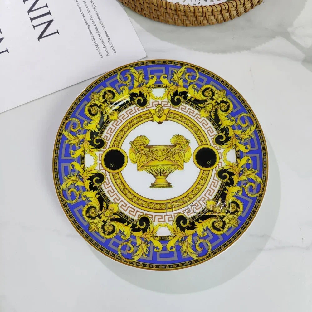 Vintage Ceramic Dinner Plate 8 Inch 10 Inch Creative Bone China Western Steak Dessert Salah Plate Kitchen Party Gift Box Set