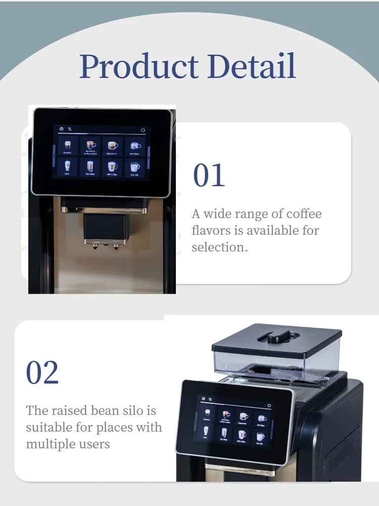 CE Electric Commercial Coffee Machine 19 Bar Espresso Machine Fully-Automatic Espresso Maker With Bean Grinder and Milk Frother