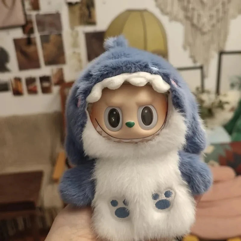 17cm Labubu Clothes Outfit Trendy Hoodies Labubu Accessories Shark Suit Replacement Ropa Labubu