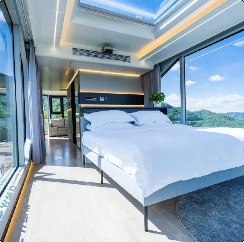 Customized Tiny House Capsule Prefab Modular Luxury Design Panoramic Window Ventilation System Smart Control