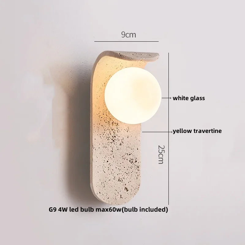 【Fast Delivery】Yellow Cave Stone White Glass LED Wall Lamp Sconce Bedside Foyer Aisle Nordic Modern Creative Stair Light Fixture
