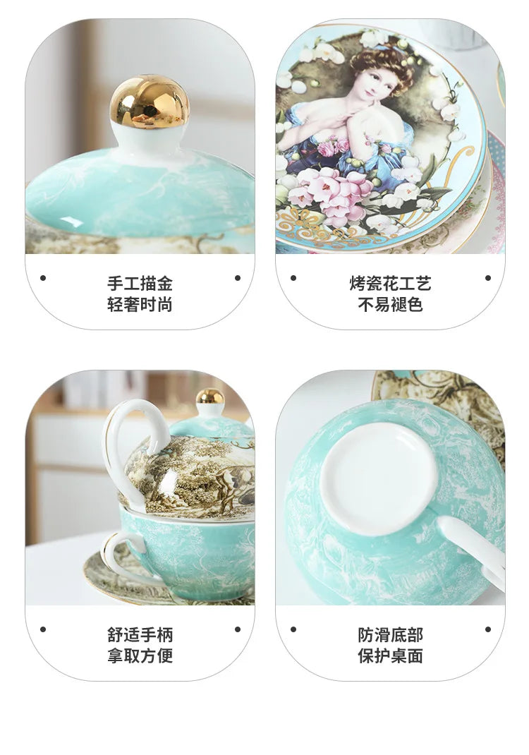 English Afternoon Tea Set, Single Person Mother-Daughter Teapot with Filter, Creative Floral Ceramic Tea Ware