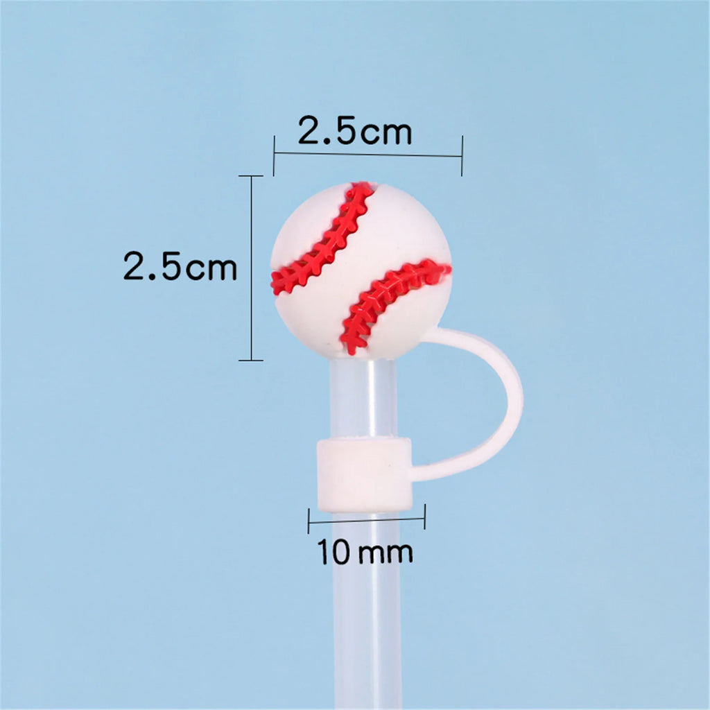 Sports Ball Straw Covers Cap For Stanley Tumblers Cup Cute Football Basketball Straw Cap Stopper For Reusable Straws Tip Lids