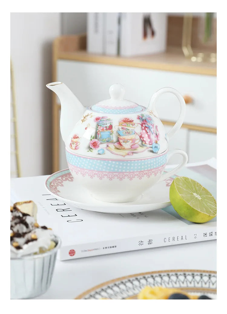 English Afternoon Tea Set, Single Person Mother-Daughter Teapot with Filter, Creative Floral Ceramic Tea Ware