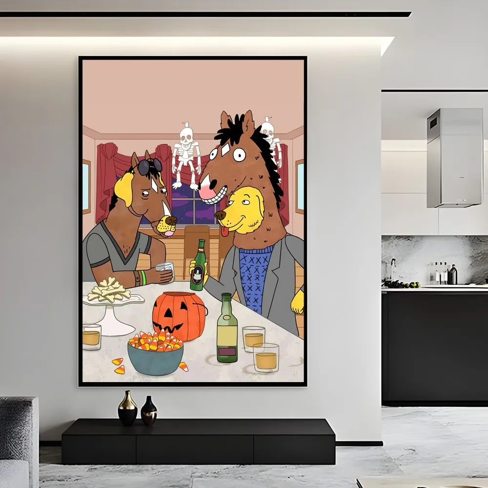 Anime B-BoJack H-Horsemans Poster Sticky Wall Art Printing Waterproof Home Living Bed Room Bar Aesthetic Decor