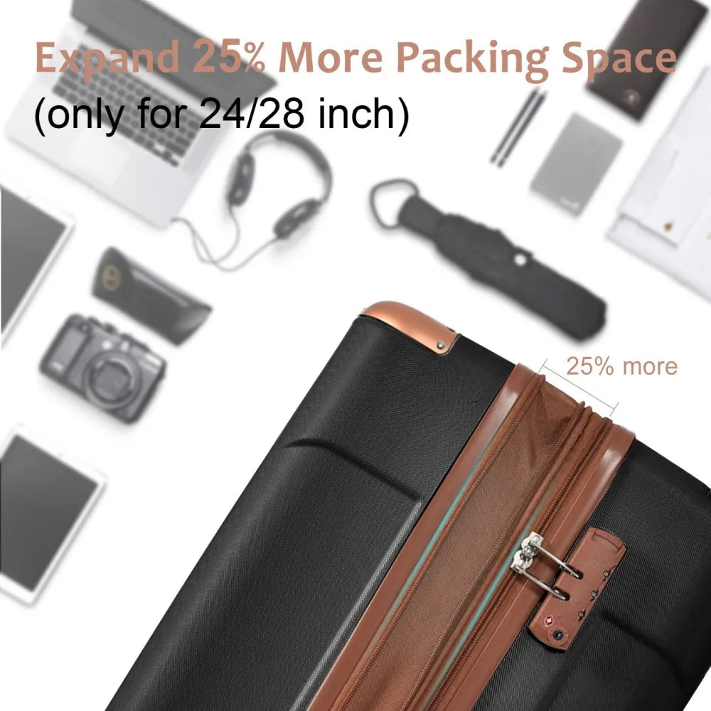 2Piece Hardshell ABS Luggage Sets Suitcase Set Expandable with TSA Lock Spinner Wheels for Men Women