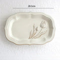 Ceramic Plates Vintage Style Dinner Plate Tulip Relief Ceramic Plates Steak Pasta Dishes Tableware Household Use Tableware Home