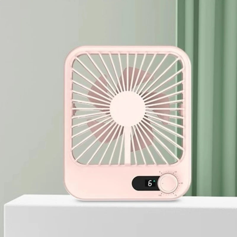 Mini Portable Desk Fan 100 Speed Stepless Variable USB Charging Foldable Handheld Office Strong Wind Digital Display Ultra Quiet