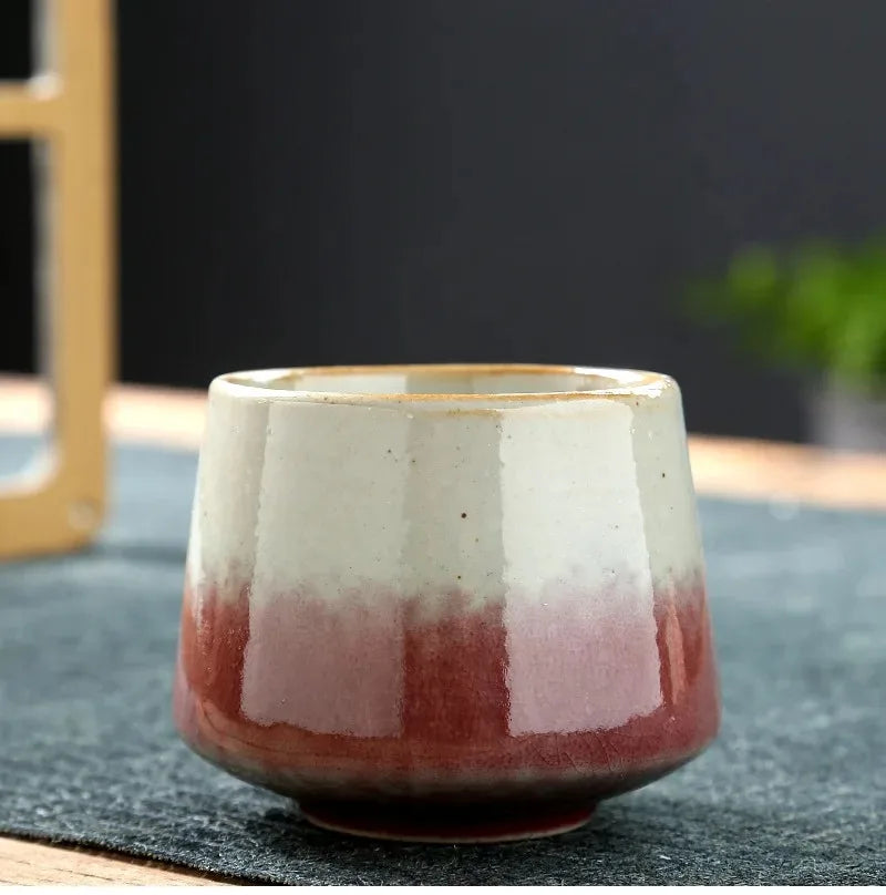 Vintage Japanese Raku Pottery Tea Cup Handcrafted Coarse Ceramic Kung Fu Cup Kiln Glaze Unique Design for Home Use