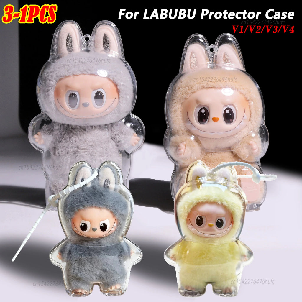 For Labubu  V1 V2 V3 Doll Case Transparent Protective Cover Dustproof Shell For Labubu 4.0 Case Storage Box Dolls Accessories