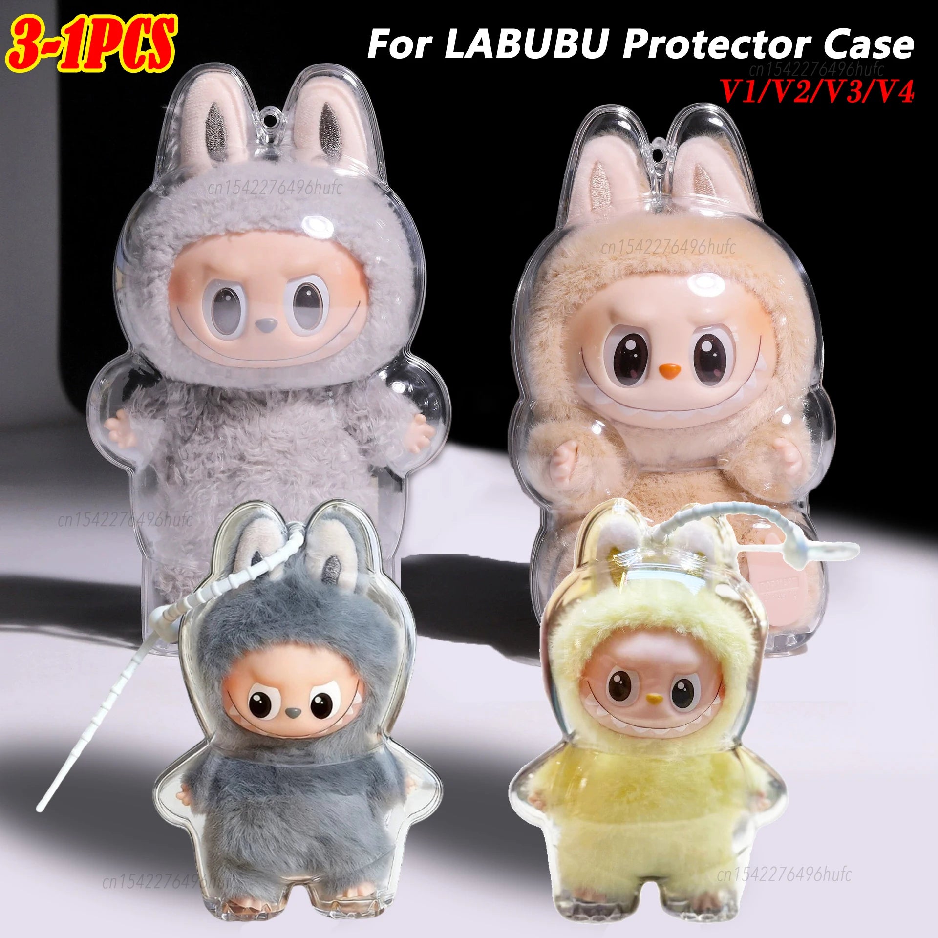 For Labubu  V1 V2 V3 Doll Case Transparent Protective Cover Dustproof Shell For Labubu 4.0 Case Storage Box Dolls Accessories