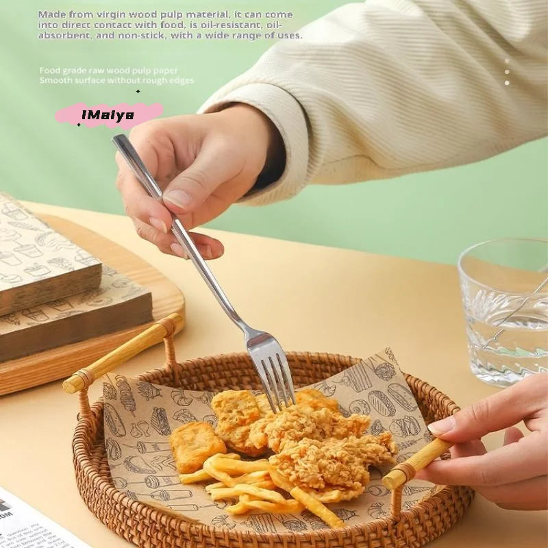 100Pcs Oil-Proof Wax Paper Baking Food Wrappers for Burgers French Fries Sandwiches & Bread - Kitchen Food Baking Tools