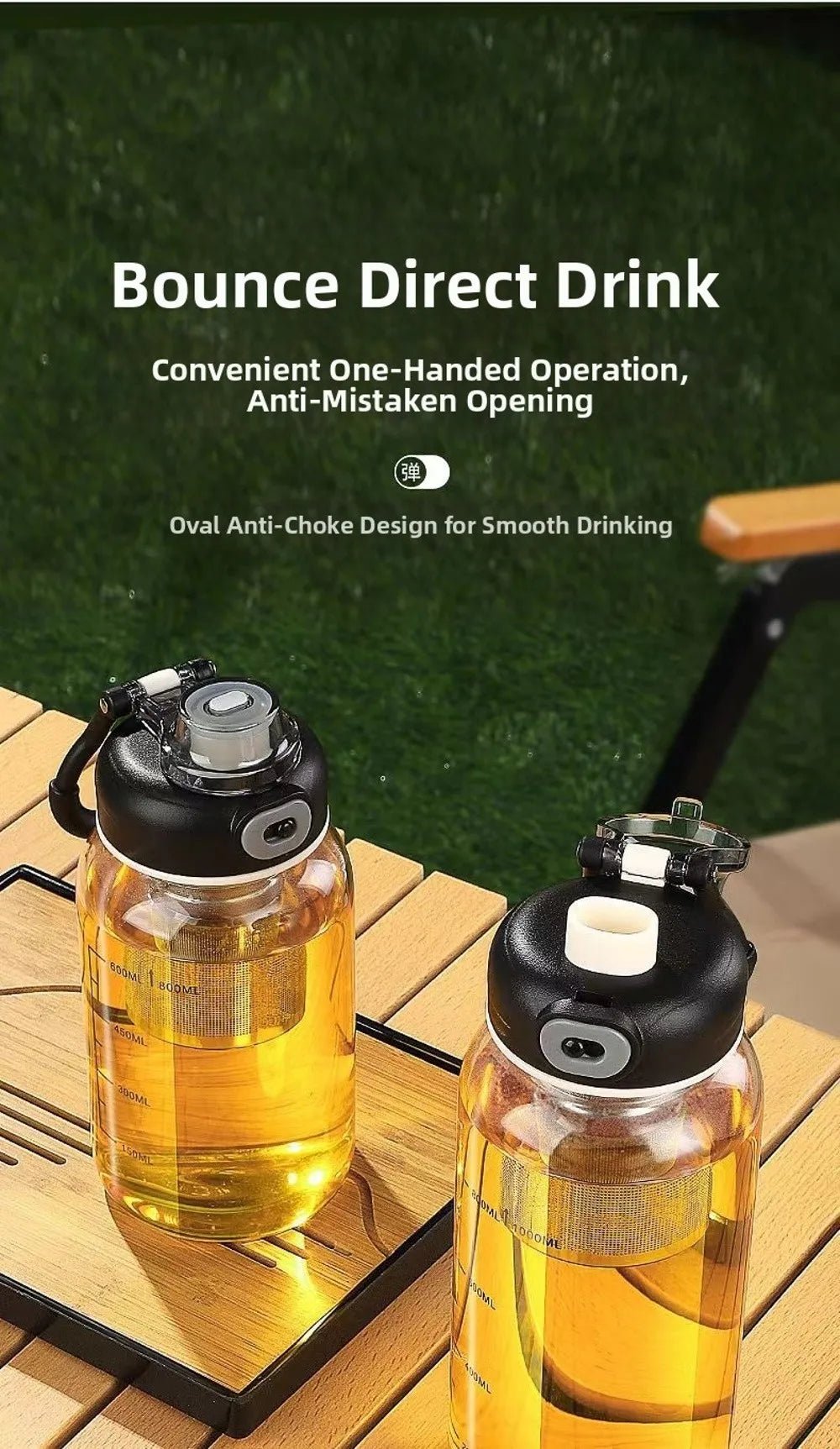 Tea Separation Glass Tea Cup Double Drinking with Handle Water Cup Large Capacity High Temperature Resistant Portable Kettle