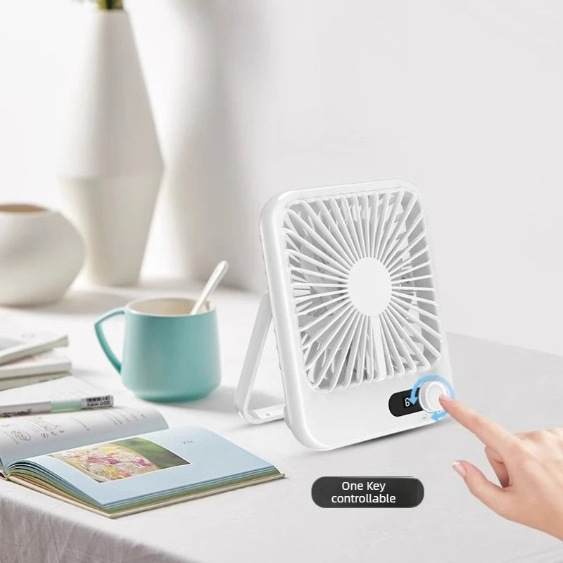Mini Portable Desk Fan 100 Speed Stepless Variable USB Charging Foldable Handheld Office Strong Wind Digital Display Ultra Quiet