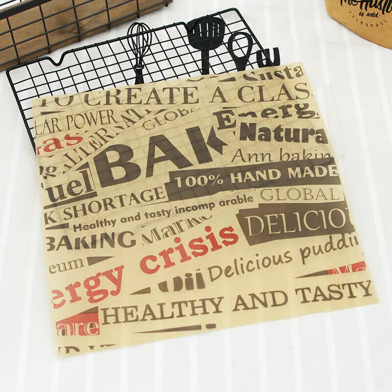 50Pcs/Lot Oil-Proof Wax Paper Food Grade Wrapping Paper for Sandwich Hamburger Fries Dessert Candy Bread Kitchen Baking Tools