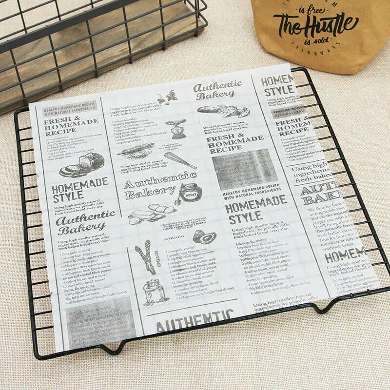 50Pcs/Lot Oil-Proof Wax Paper Food Grade Wrapping Paper for Sandwich Hamburger Fries Dessert Candy Bread Kitchen Baking Tools