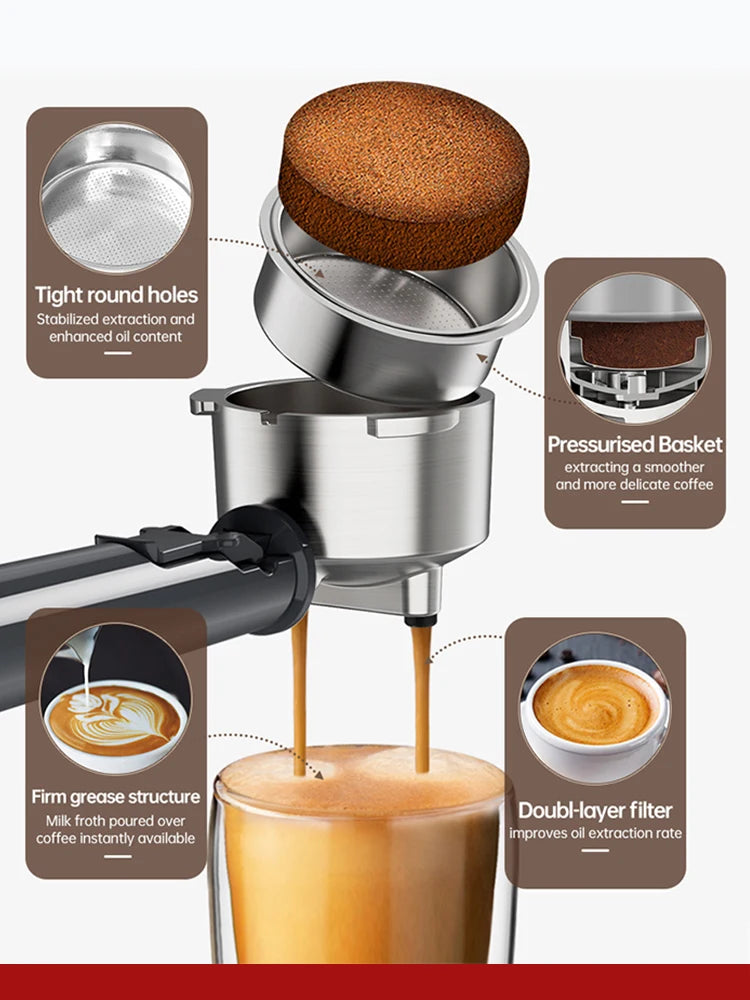 Cafelffe 4in1 Coffee Machine Dolce gusto Nes Capsule Espresso Maker ESE Pod Ground Gift for Lover,Dad,Mom Cafetera304 Cappuccino