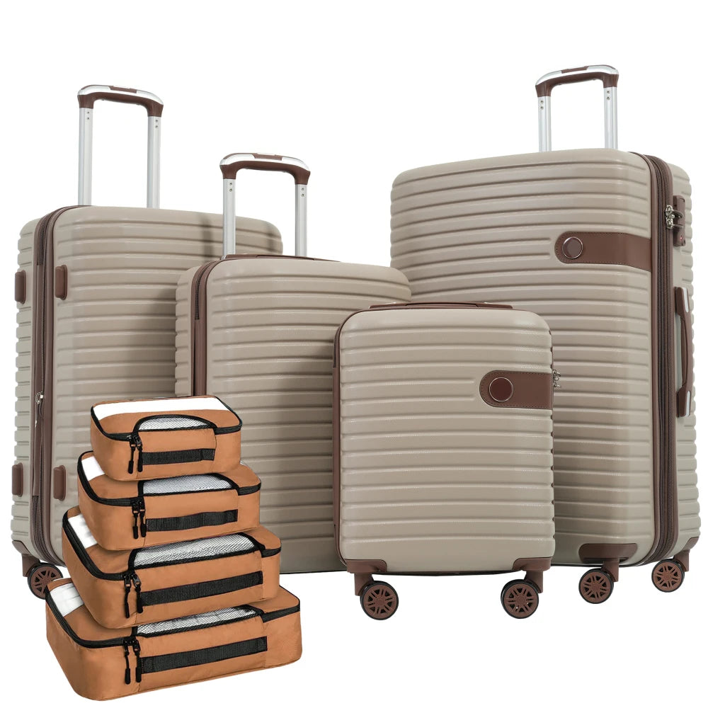 4 Pcs ABS Expandable Hardshell Luggage Set 16/20/24/28 Inch TSA Lock Spinner Wheels 4 Packing Cubes Lightweight Travel
