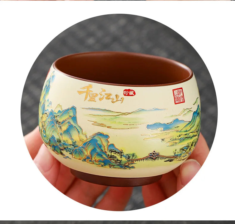 Vintage Purple Clay Tea Cup Chinese Traditional Arhat Cup Zisha Tea Set Accessories Ceramic Master Cup Travel Tea Bowl Teaware