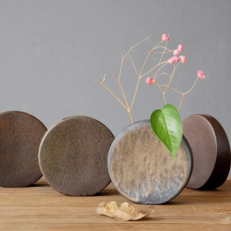 Rough Pottery Vase Ornaments Retro Tea Ceremony Flower Ware  Zen Flower Arrangement Ceramic Tabletop Vase Decorative Ornaments