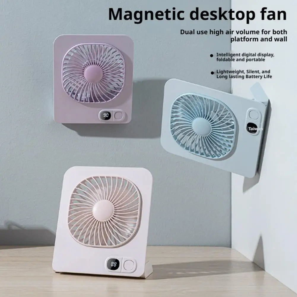 Portable Mini Desk Fan Table Power Display Ultra Quiet Hang Fan For Office Home USB Rechargeable Foldable Table Fan With 5 Gear