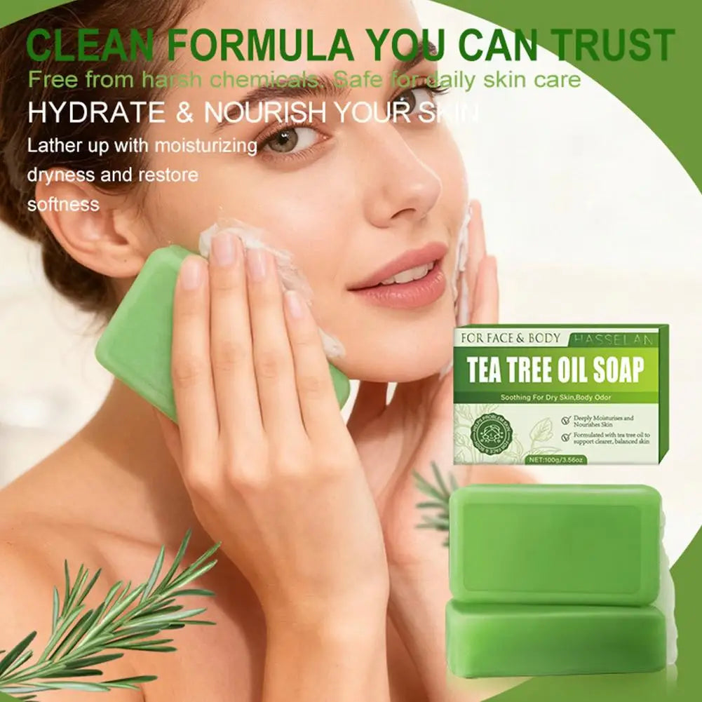 Tea Tree Soap, Soap Bar with Tea Tree Oil, Natural Soaps for Body Skin Cleaning,Gentle Exfoliating Bar Soap