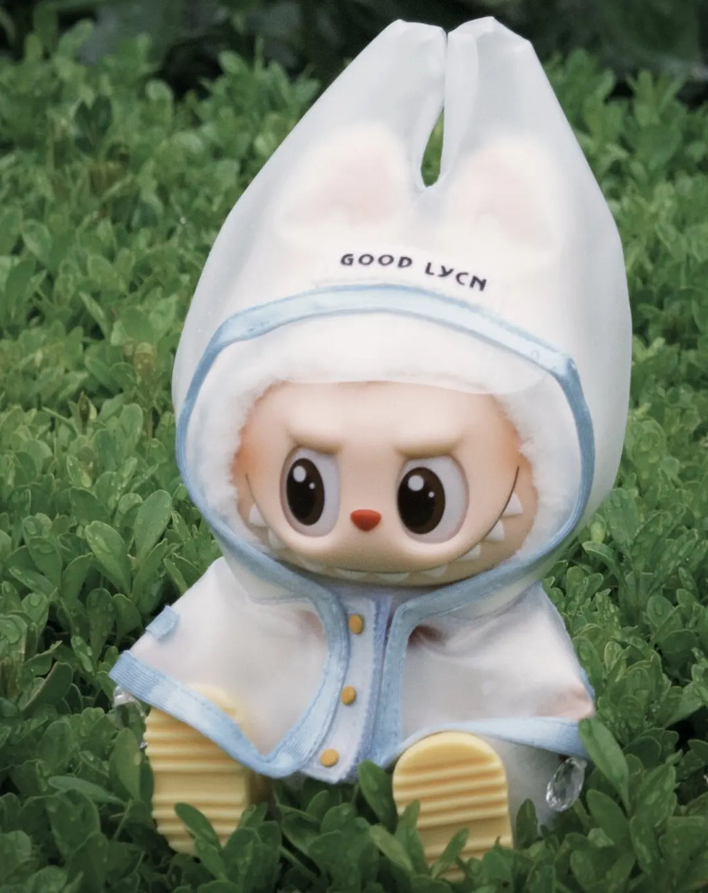 Labubu long-eared transparent raincoat For 15/17cm Labubu Doll Accessories Labubu Rainy Outfit