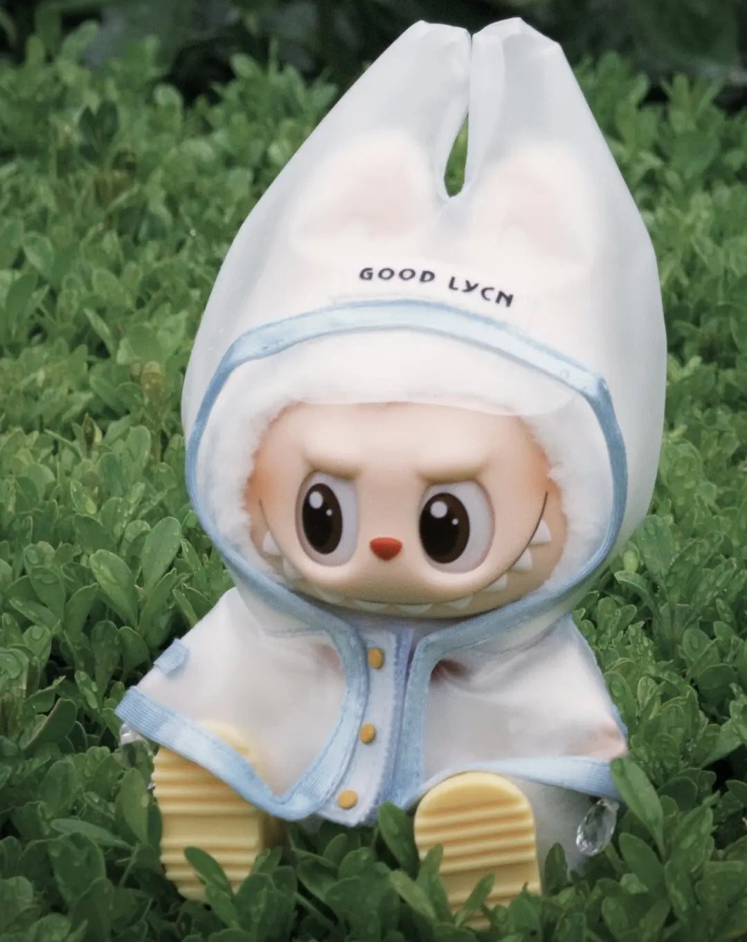 Labubu long-eared transparent raincoat For 15/17cm Labubu Doll Accessories Labubu Rainy Outfit