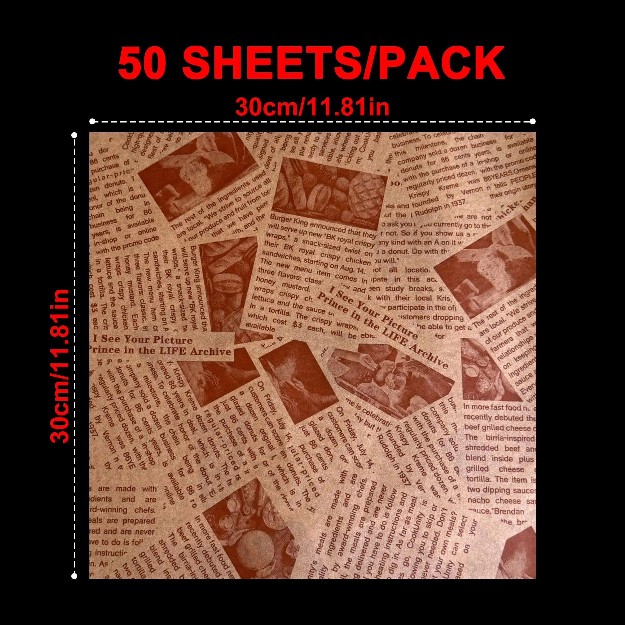 Wax Paper Sheets Grease Resistant Tray Basket Liners Newsprint Paper Water and Grease Proof Sandwich Wrapping Paper for Food