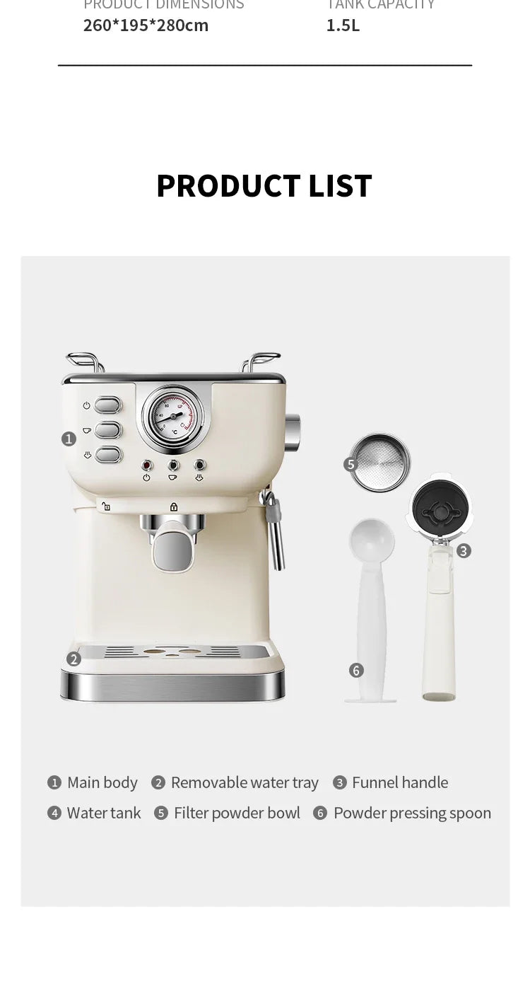220V Italian Espresso Coffee Machine Stainless Steel Coffee Maker Semi-automatic Commercial Milk Frother Espresso Machine Office