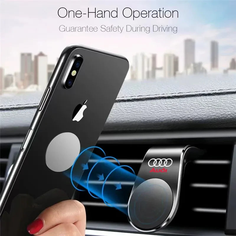 Magnetic Car badge Phone Holder Metal Stand Accessories For Audi A6 C5 C6 C7 C8 A4 B5 B6 B7 B8 B9 S3 S4 S5 Q3 8U Q5 8R Q7 Q8 TT