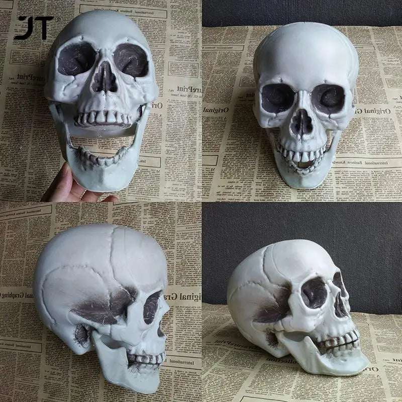 Statues Sculptures Halloween Decorations Artificial Skull Head Model Plastic Skull Bone Scary Horror Skeleton Party Bar Ornament