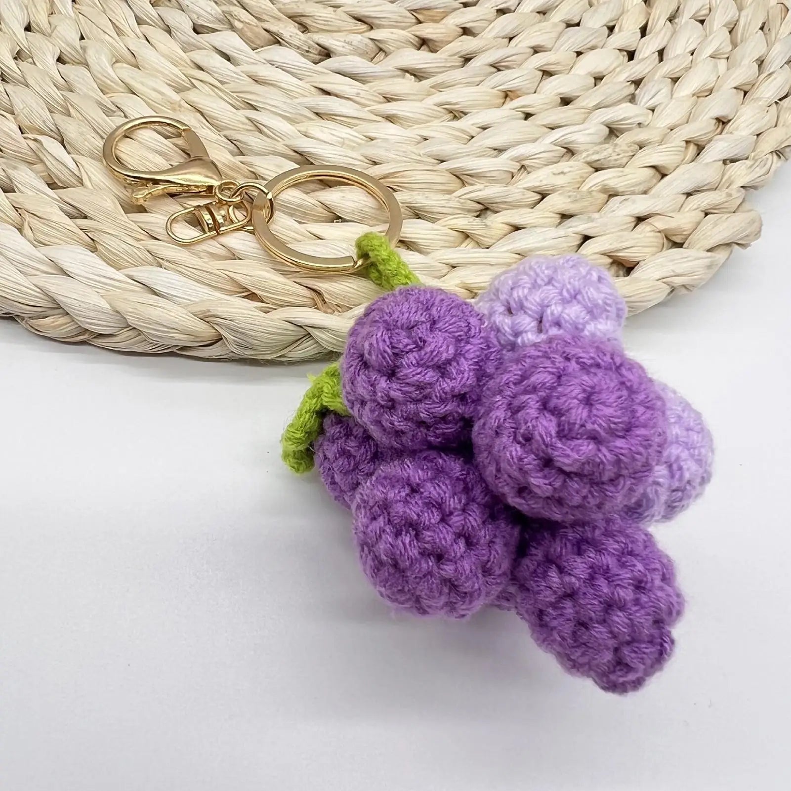 Grape Charms Cute Handcrafted Crochet Ornament Decor Small Bag Charm for Handbag Tote Backpack Keychain Car Women Girls