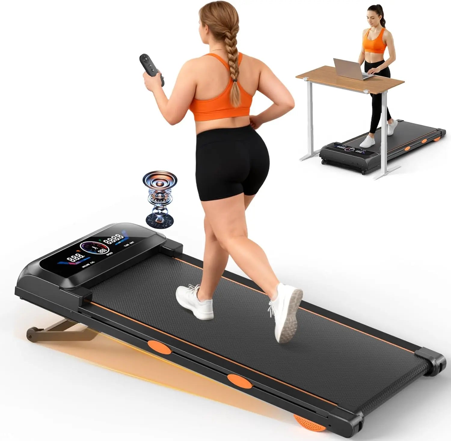 3.5HP Walking Pad Treadmill with 17% Auto Incline 12-Level,450 lbs RGB UI Screen,3 in 1 Under Desk Treadmill with Auto Incline