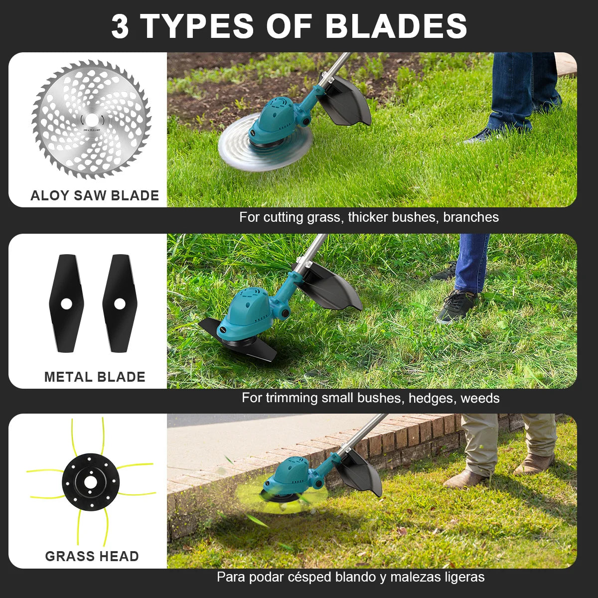 Gisam 10Inch Brushless Electric Foldable Lawn Mower Cordless Garden Grass Trimmer Weeding Power Tools For Makita 18V Battery Pin