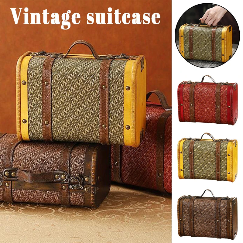 Vintage Distressed Wooden Travel Trunk  Durable Antique-Style Storage Chest for Luggage Home Decor & Retro Interiors